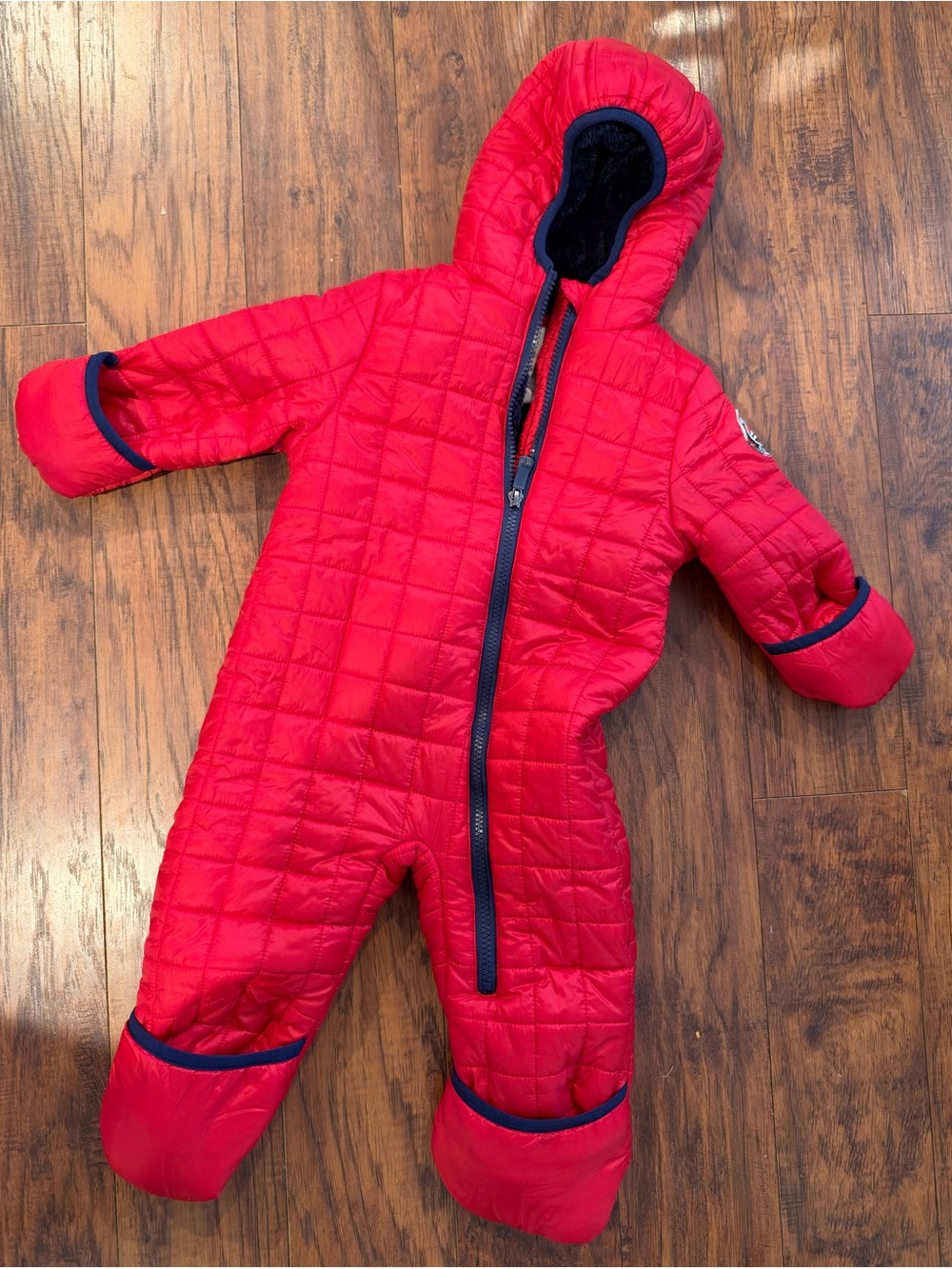 Weatherproof Bright Red Quilted Hooded One-Piece Footie